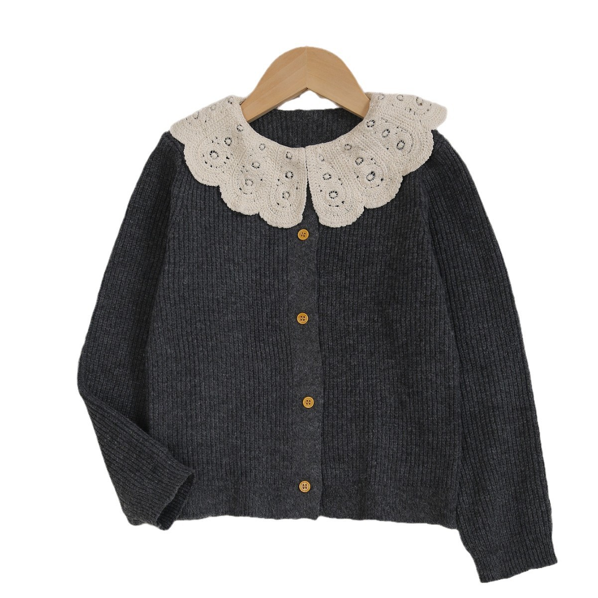 Knitted cardigan, with embroidery