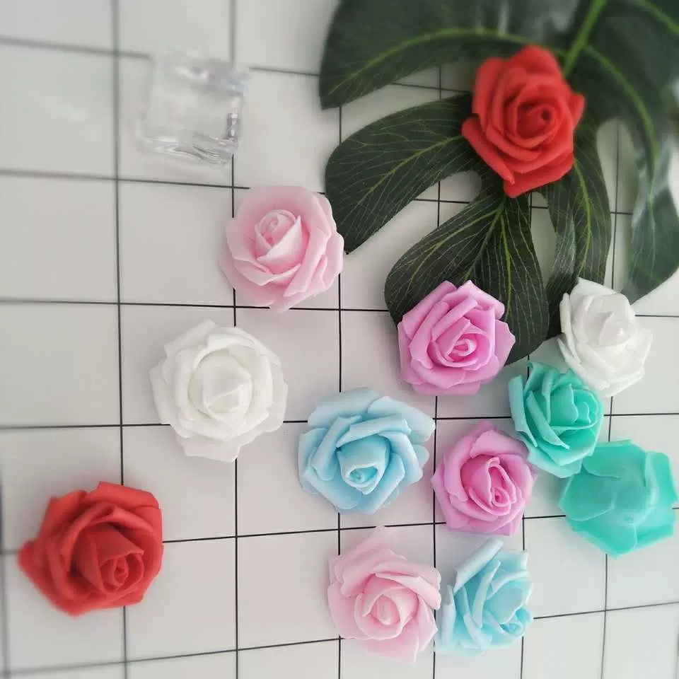 仿真玫瑰花朵DIY4cm玫瑰花仿真花批发家装户外婚礼摄影布置场景用