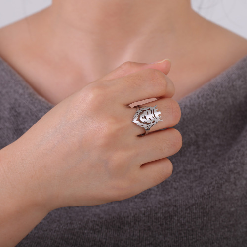 Men's Lion King Crown Ring Boys Stainless Steel Adjustable Ring Animal Head Jewelry Christmas Gift Wholesale