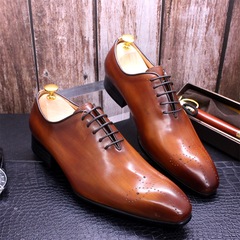Leather shoes for men, hand-rubbed leather men's shoes, pointed-toe business men's leather shoes, cross-border supply men's shoes