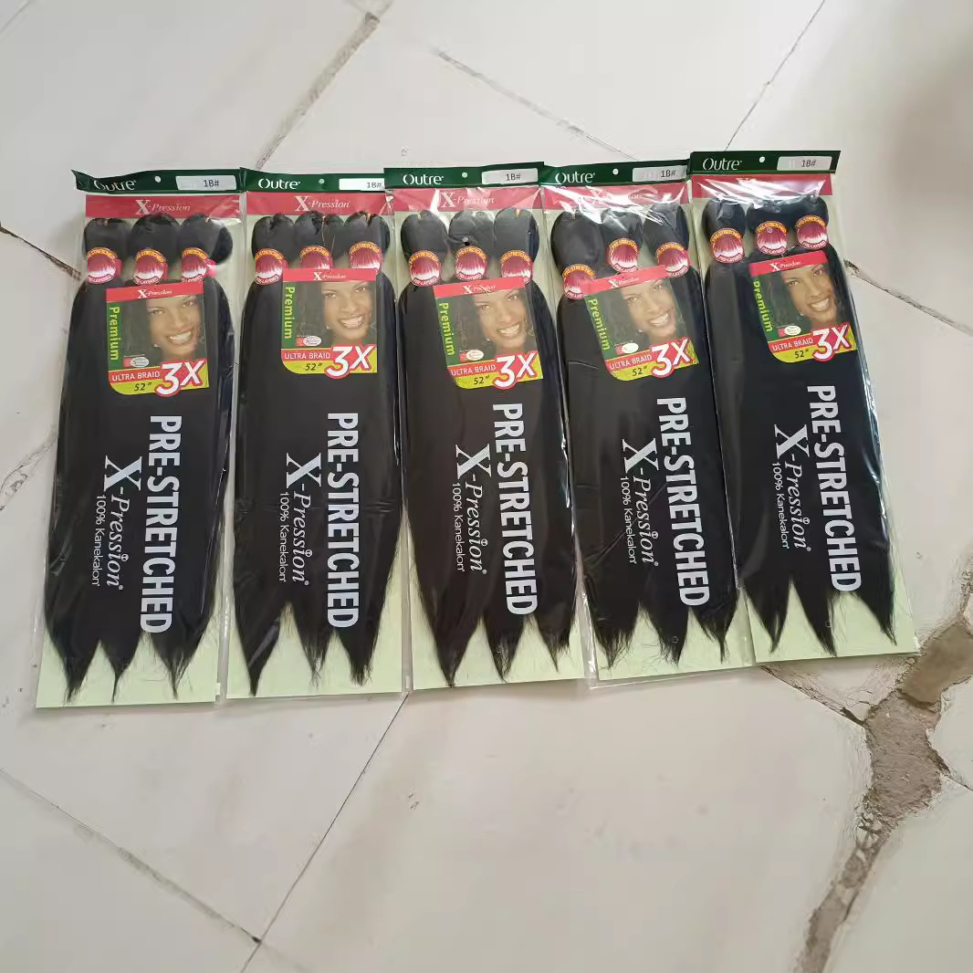 EZ gran trenza fibra química ignífugo filamento africano sucio aguja de trenza 3X fácil trenza cabello de tres piezas conjunto de pelucas