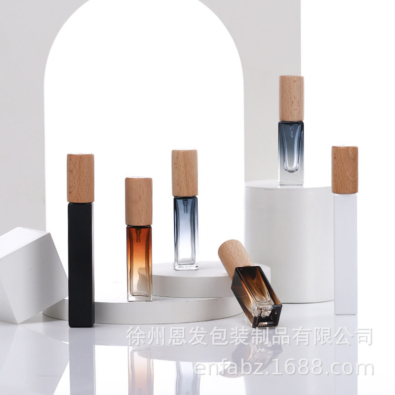 Botella de perfume 5ml 10ml gradiente avanzado botella de spray de perfume gradiente cuadrado botella de perfume de vidrio sub-embalaje