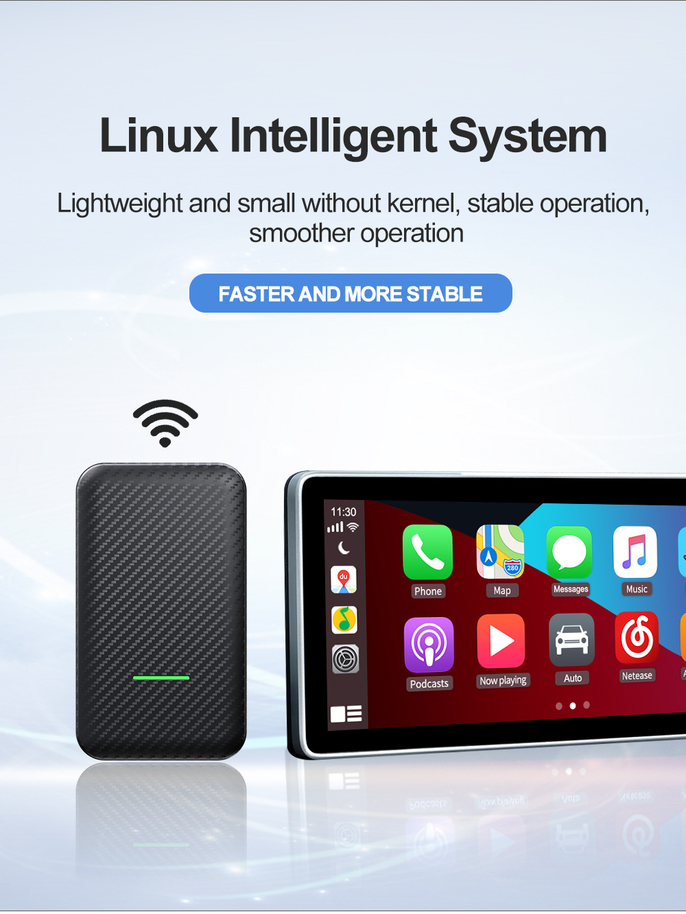Original Car Wired-To-Wireless Carplay/Android Auto In-Car Connectivity Smart Box Two-In-One Adapter