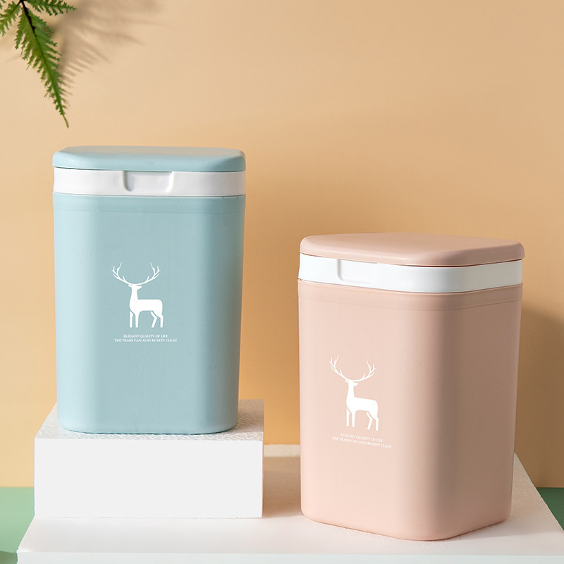 Mini Desktop Trash Can Hygienic Creative Cute Japanese Style Nordic Internet Celebrity Flip Garbage Storage Bucket Kitchen Bathroom