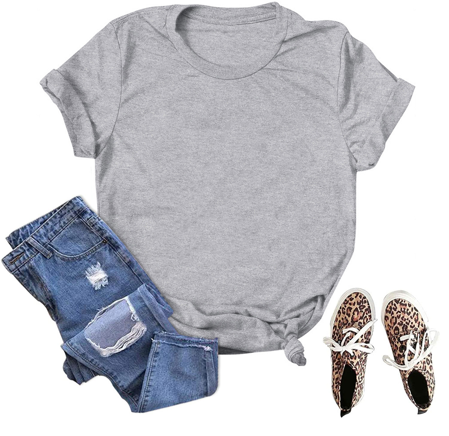 En stock Comercio exterior al por mayor transfronterizo de color sólido en blanco suelta más tamaño manga corta Camiseta hombres y mujeres mismo deseo de Amazon image 14