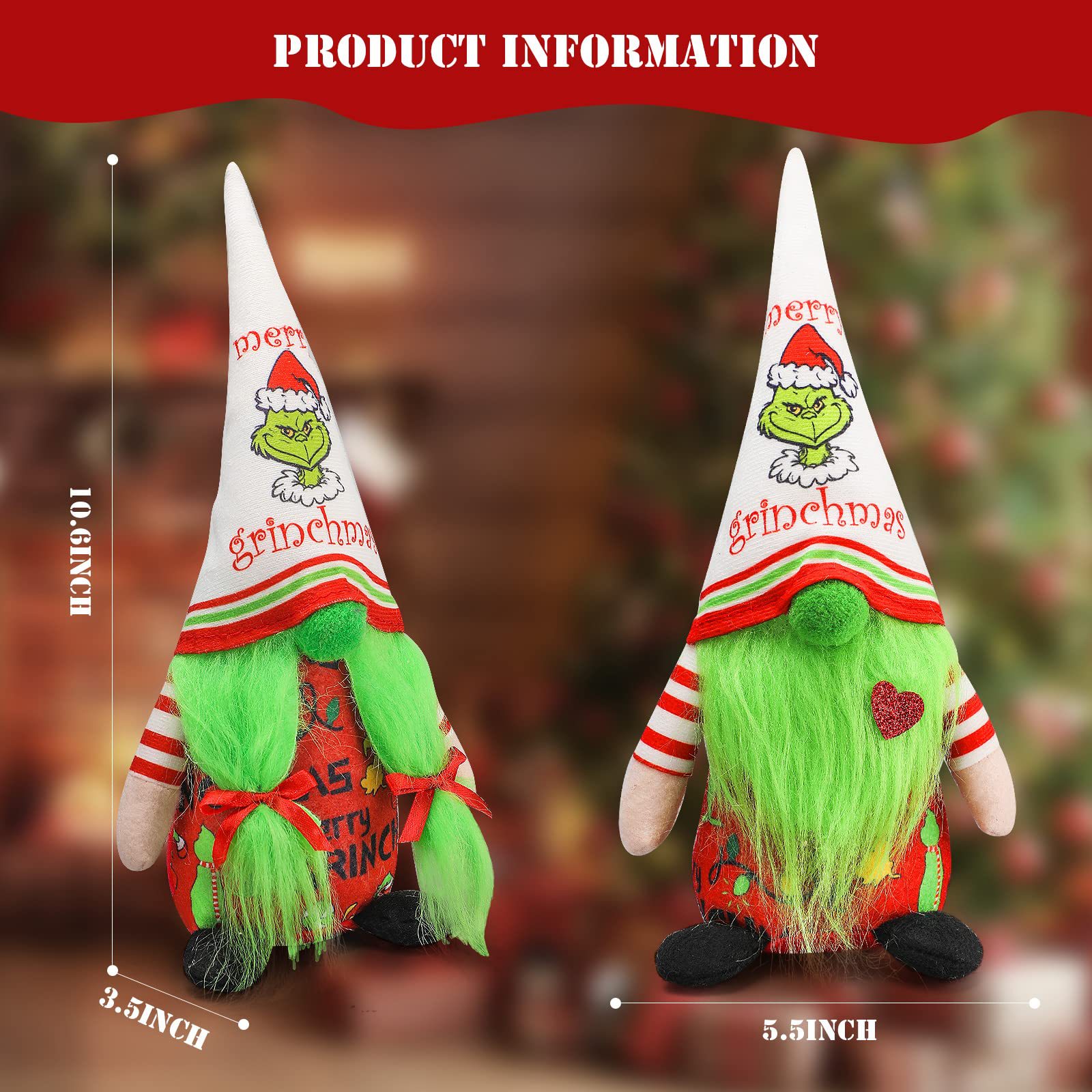 Nuevas decoraciones navideñas transfronterizas Grinch piel verde monstruo enano muñeca nórdica Rudolf Navidad muñeca sin rostro