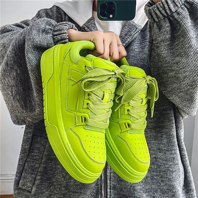 zapatos de hombre marca de moda de otoño alta sensación de skate amarillo casual de estilo de vestir callejera deportes de suela gruesa zapatos de pan alto
