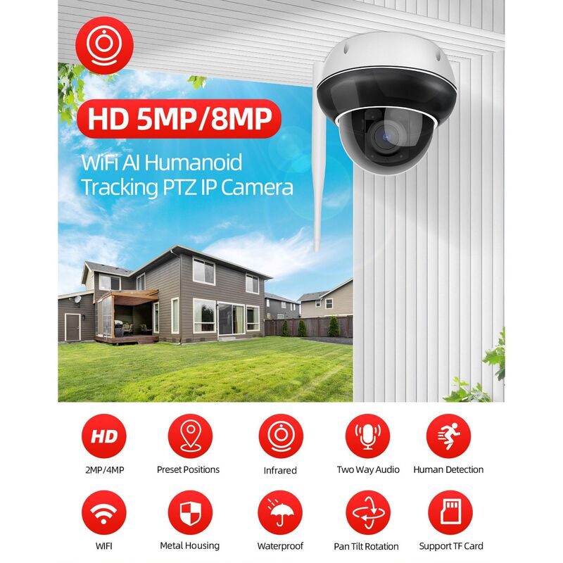 Cross-Border Supply of Metal Dome Cameras, 5X Zoom Dome Monitors, Explosion-Proof Dome High-Definition Surveillance Cameras Wholesale
