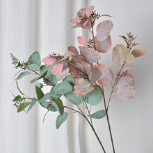 仿真尤加利室内植物单支带果桉树金钱叶绿植造景工程花材家居装饰