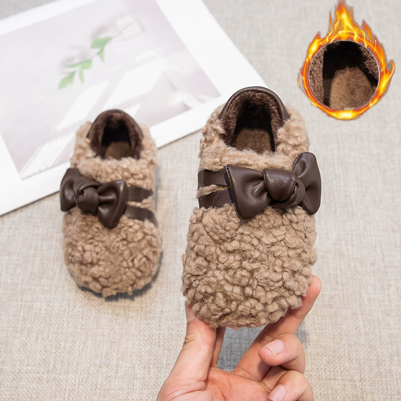 Волосатые ботинки для девочек 2024 зимние новые детские ботинки для девочек принцесса хлопчатобумажные ботинки