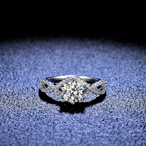 S925 Pure Silver Ring, Moissanite Ring, High-end Women's Ring, Hollow Design, Six-claw Classic Engagement Ring, Live Streaming