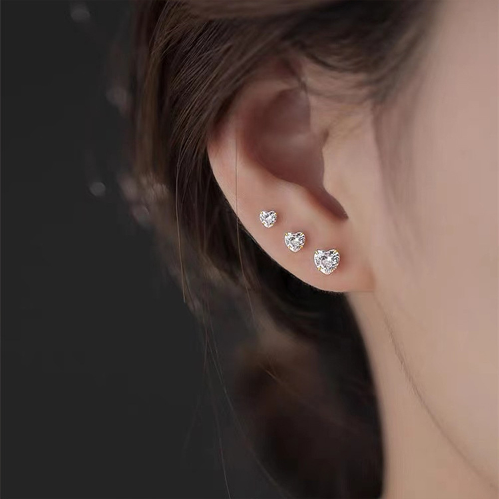 3g Weight Zircon Inlay Material Ear Studs Classification 3 Pieces Set Quantity Daily Occasion 925 Sterling Silver Material Geometric Pattern Women's Gender Plating, Inlay Design Simple Style Style 3 Pieces Set 925 Sterling Silver Zircon Geometric Ear Studs 13