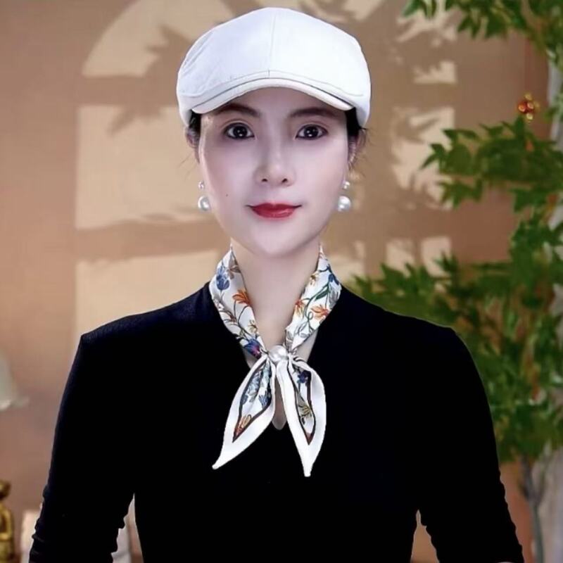 【冰丝缎珠珠蝴蝶结小丝巾】时尚百搭吸扣丝巾|undefined