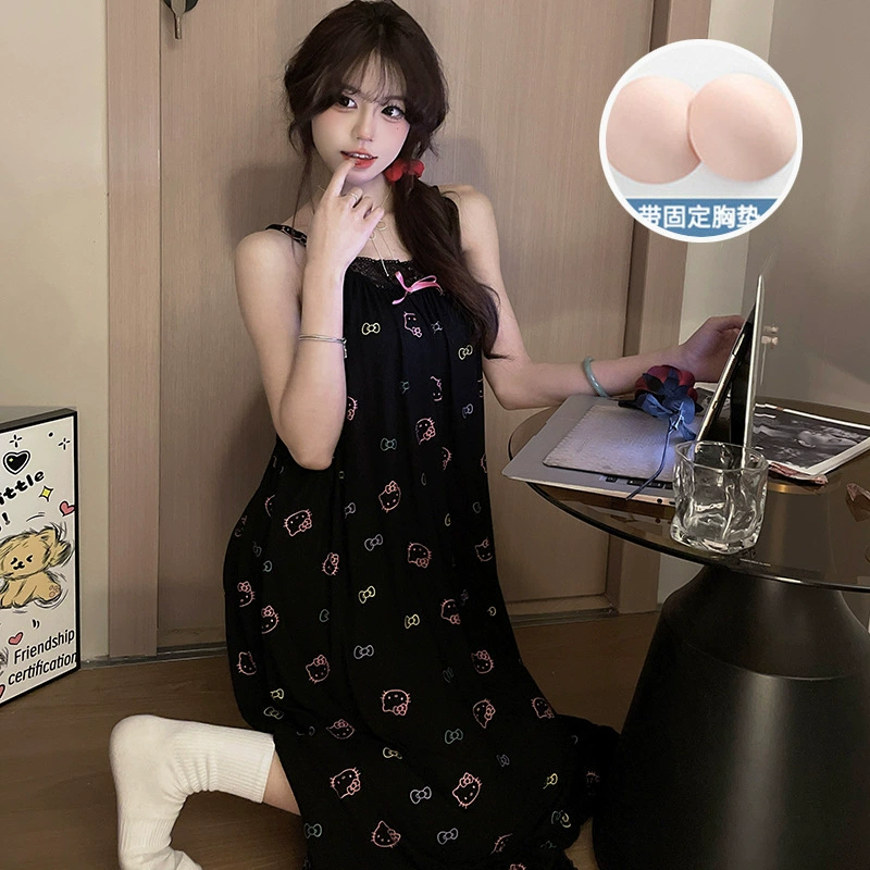 Summer pijama, black top with cups, city style, simple and elegant design