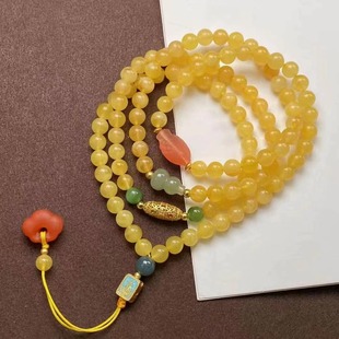 Factory wholesale natural Russian beeswax beads multi-ring bracelet DIY original design live supply