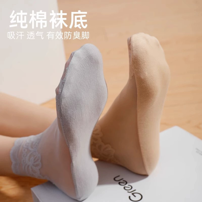 Thin lace black colored summer knee socks