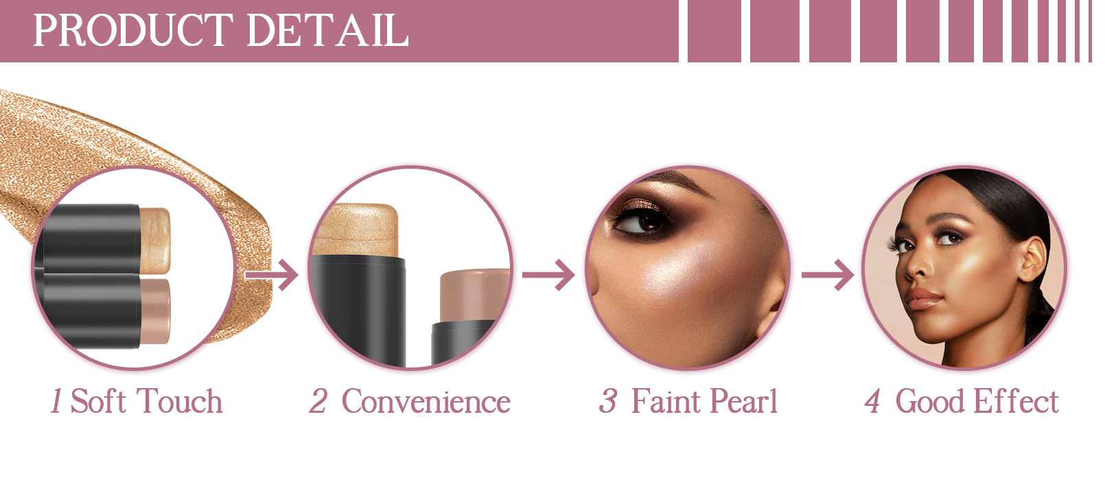 QIC multi-funktion blyant profil highlight shadow pudder blusher stick makeup_voghion.com