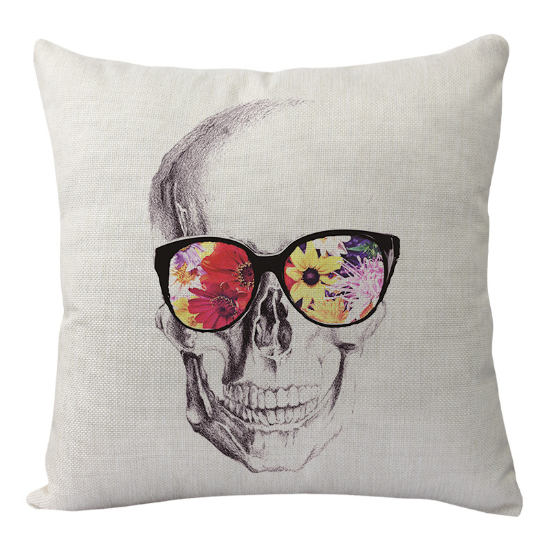 Colorful Skull Pillow Cover 1