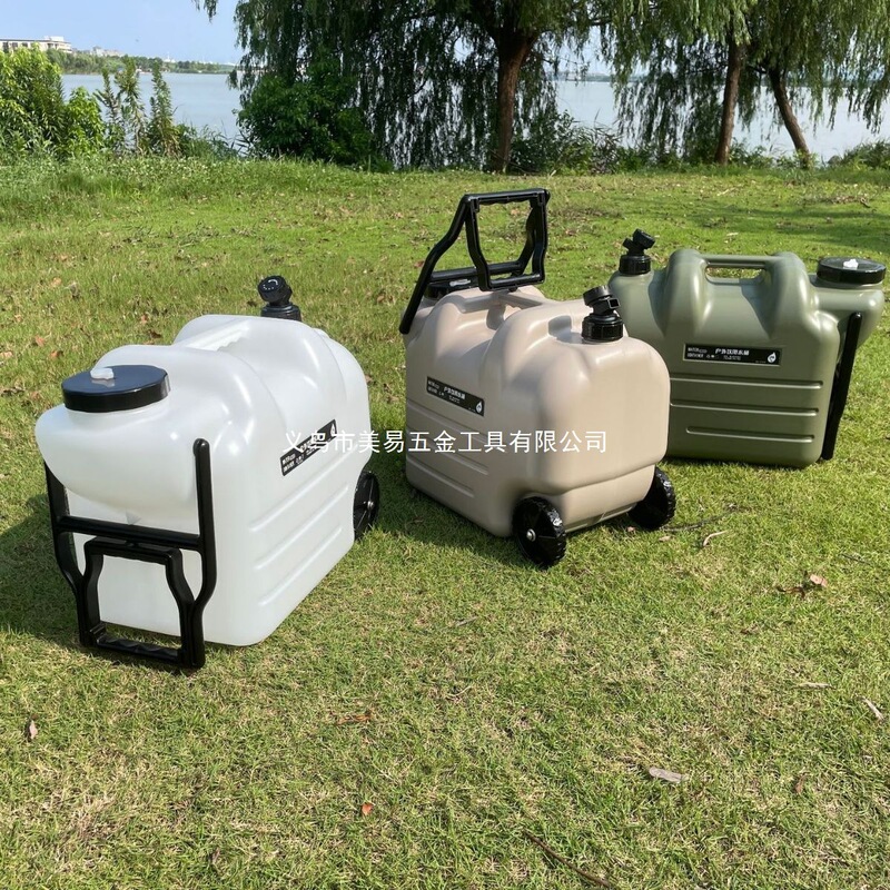 工場直接供給キャンプ屋外 PE バケツポータブルトロリー車輪付き蛇口大型ケトル車の水貯蔵タンク|undefined