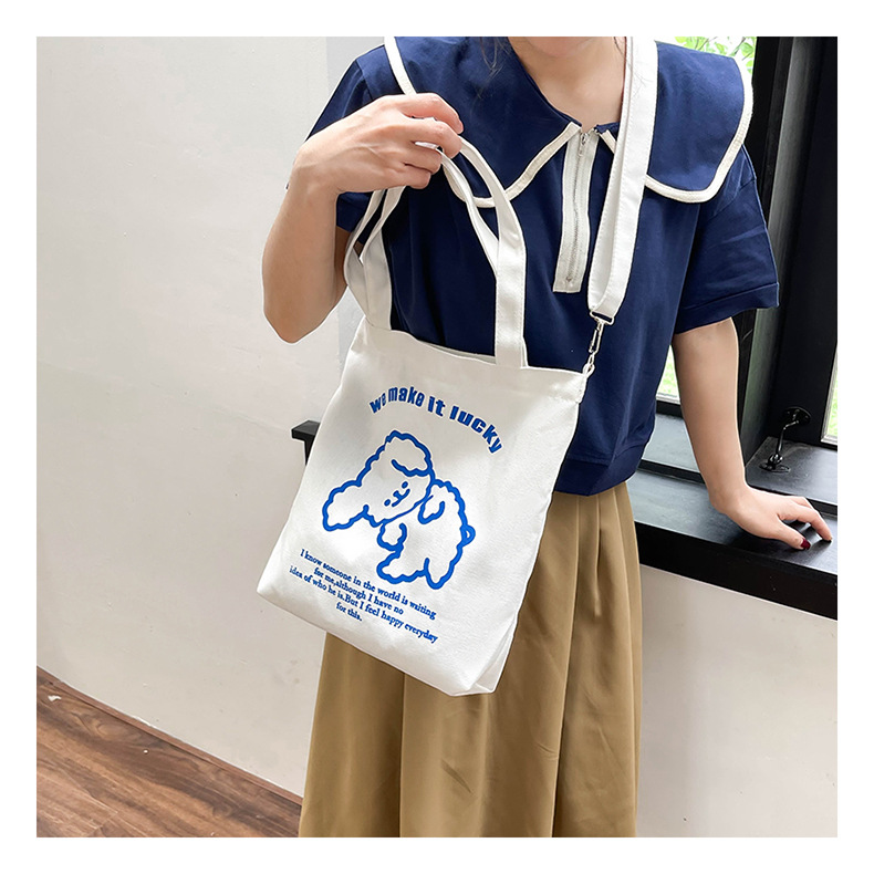 New fashionable and cute canvas bag, simple and large-capacity tote bag, casual and versatile single-shoulder crossbody bag, Douyin consignment undefined