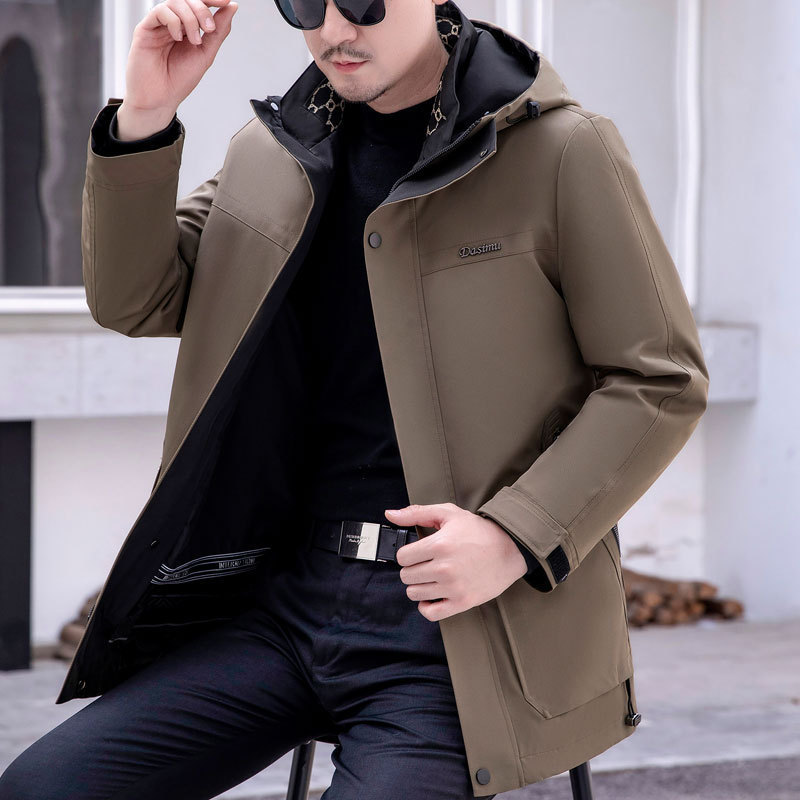 Haining メンズ ミンク パイク ミンク ライナー 取り外し可能な毛皮 オールインワン ファー コート ジャケット ニッケ 冬|undefined
