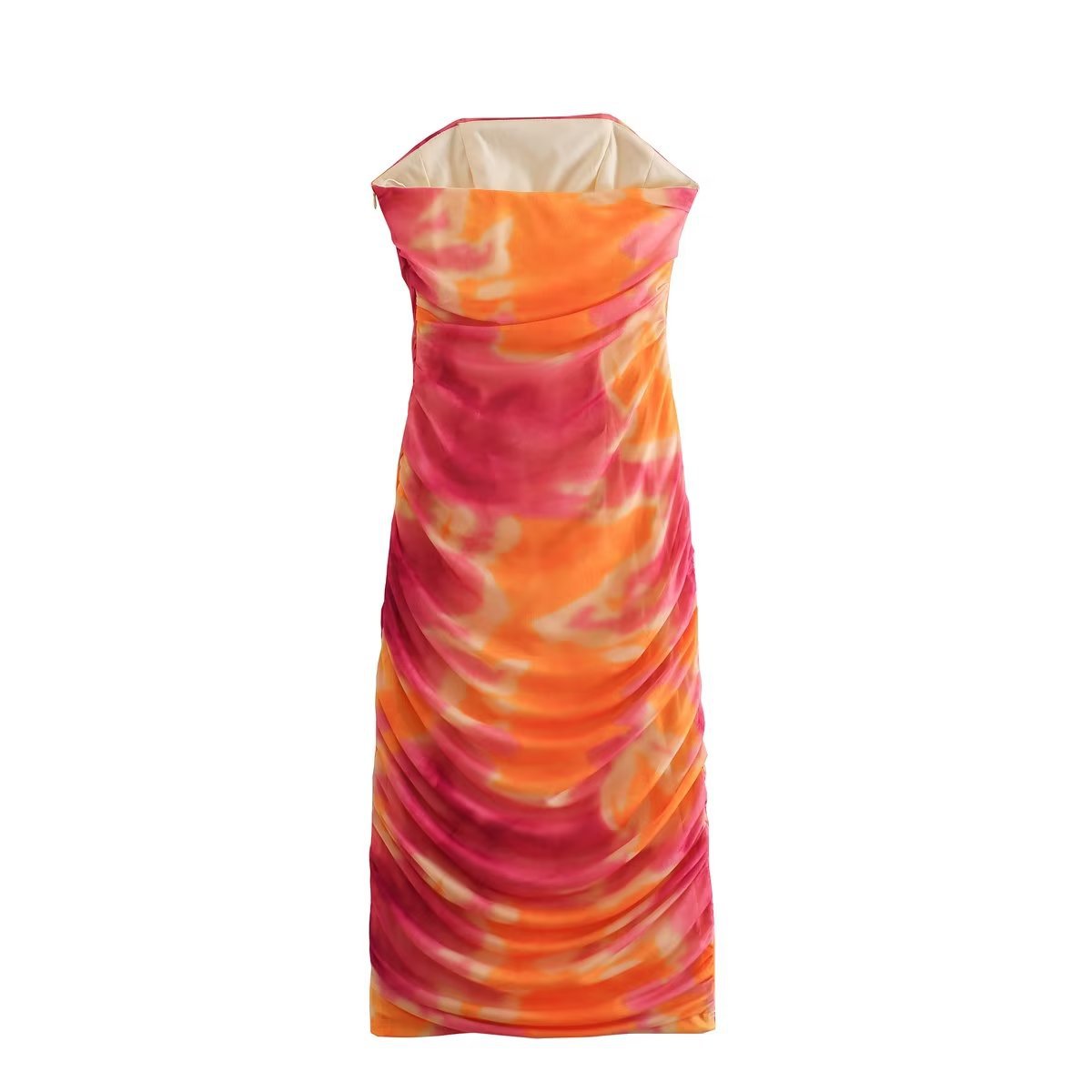 Women's Sheath Dress Elegant Strapless Printing Sleeveless Color Block Maxi Long Dress Street display picture 3