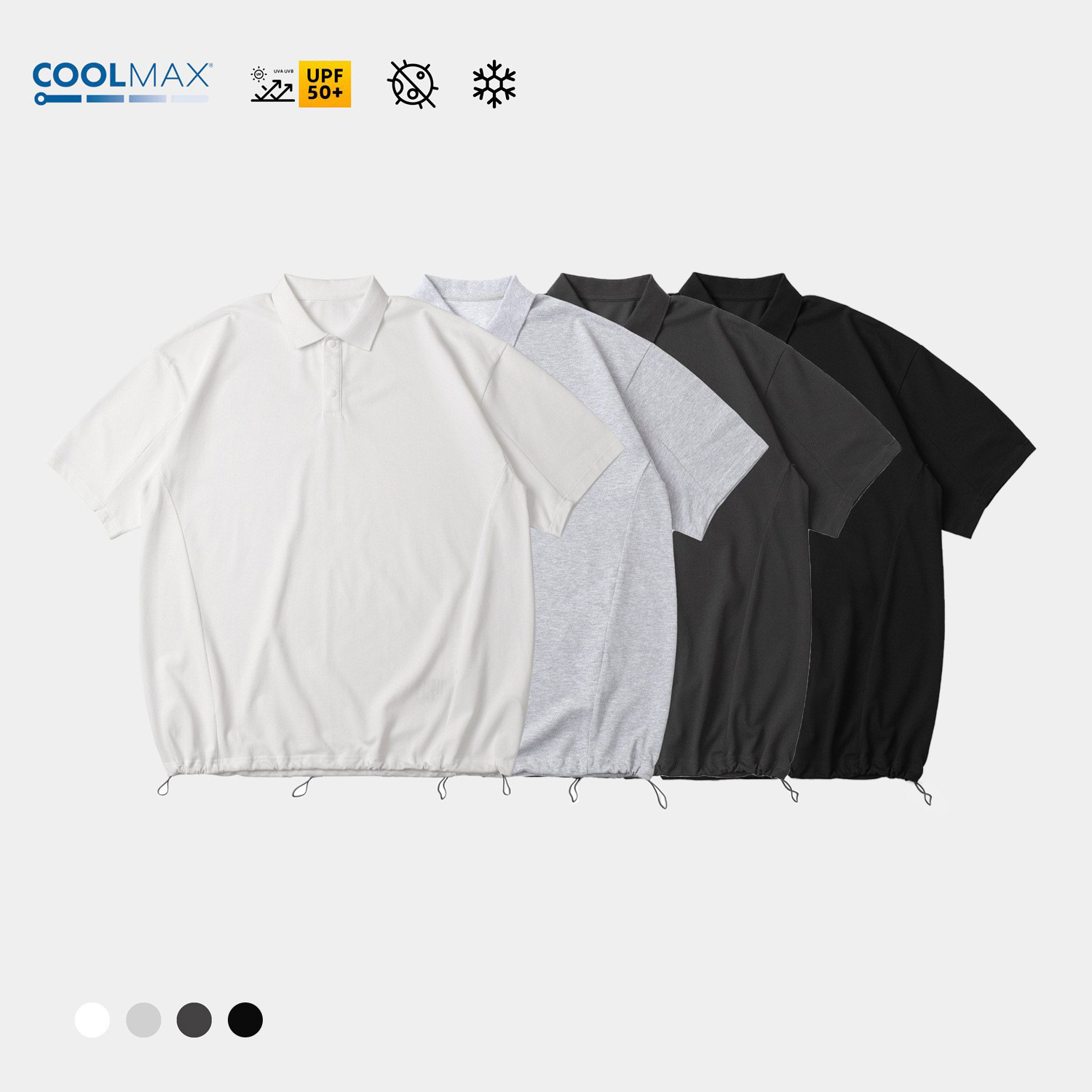 Trs Sports Outdoor | 26Ss Summer Coolmax Cool-Feeling Moisture-Absorbent Lightweight Breathable Drawstring Short-Sleeved Polo Shirt for Men