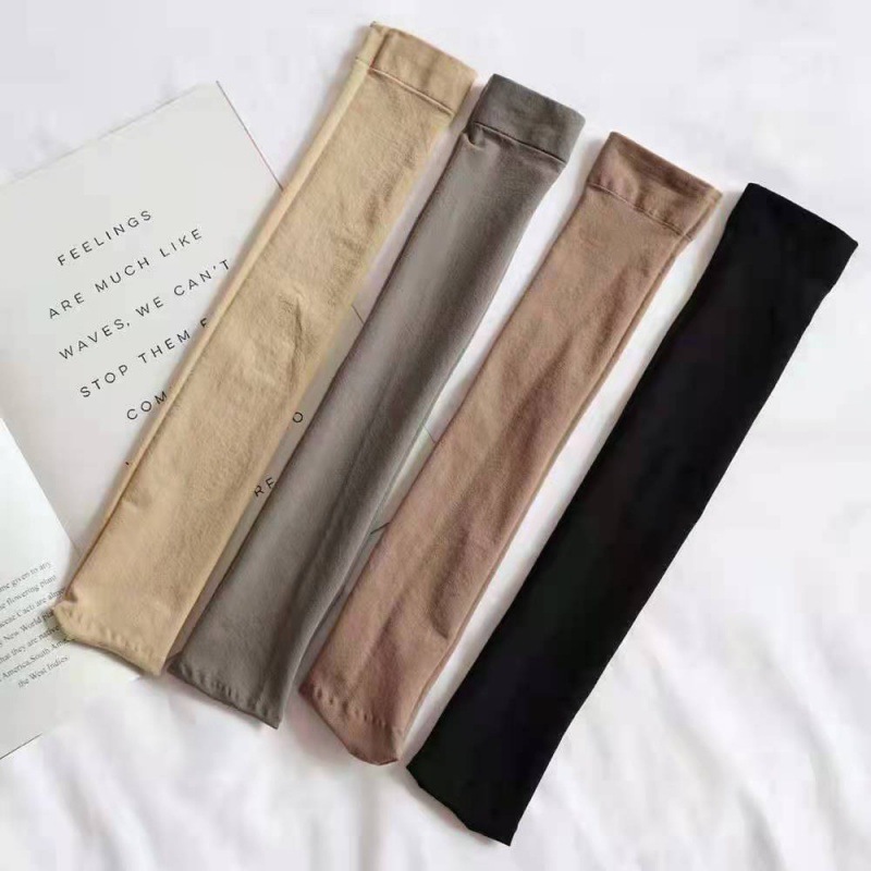 女性用ミッドカーフソックス、ベルベット素材のニーハイソックス、春秋用中厚ロングソックス、トレンドの肌色ストッキング、通気性あり|undefined