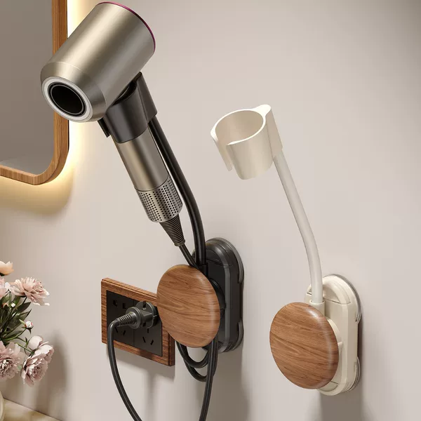 Suction Cup Hair Dryer Holder, No-Drill Wall-Mounted Bathroom Lazy Hair Dryer Stand, Storage Rack