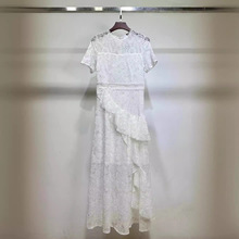 深圳南油夏季新款连衣裙精致女人味白色镂空刺绣蕾丝连衣裙