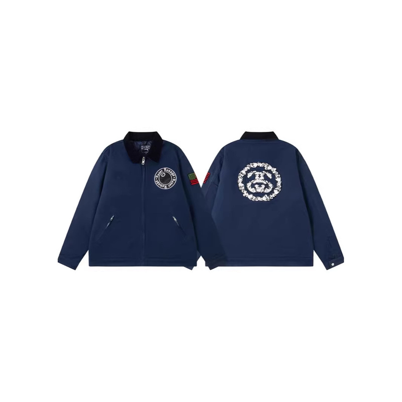 Cross-Border Trendy Brand Stussy & Denim Tears Collaboration Denim Jacket with Logo Embroidery, Casual Versatile Jacket