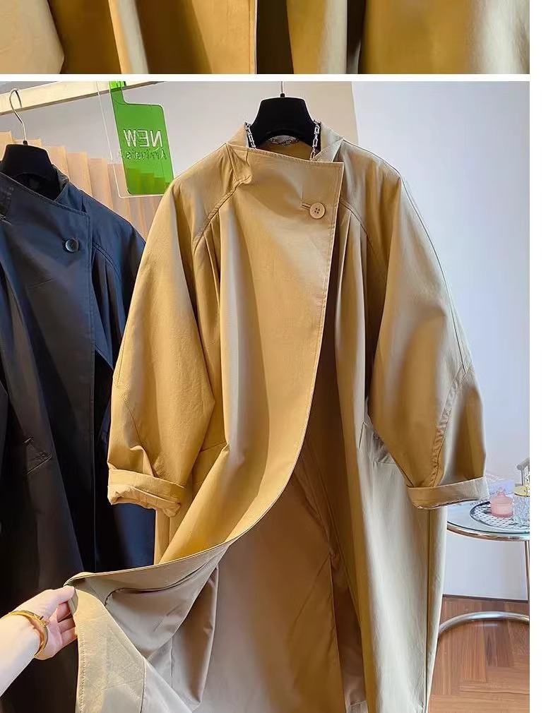 Spring Large Size Women's Clothing Casual Loose Medium And Long Small Trench Coat_ecoleips.com