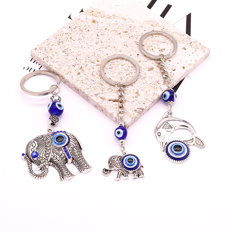 12g Weight Keychain Classification Ethnic Style Vintage Elephant Dolphin Eyes Animal Pendant Keychain