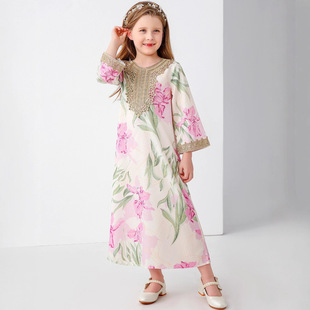 Turkish Egyptian Travel Girl Xinjiang Ethnic Style Dress Dubai Robe Girl Middle Eastern Clothing