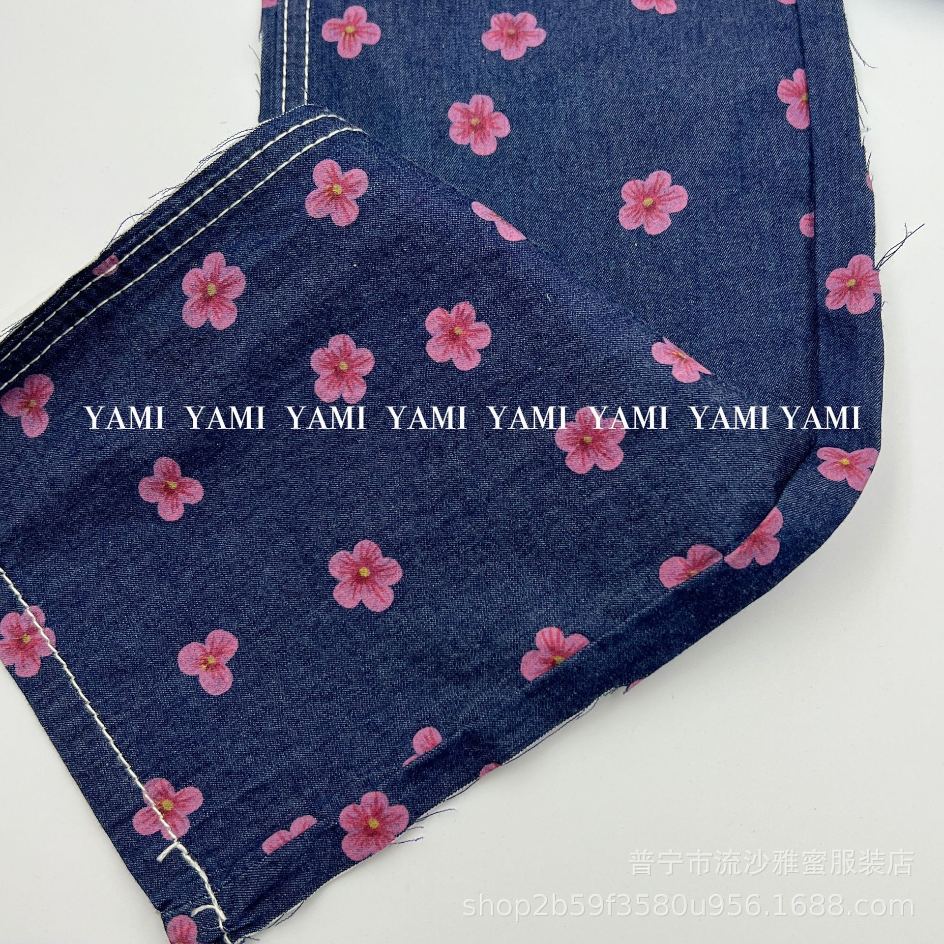 Colorido impreso Denim algodón llano 4,5 oz Denim flor impresa tela Denim camisa falda tela