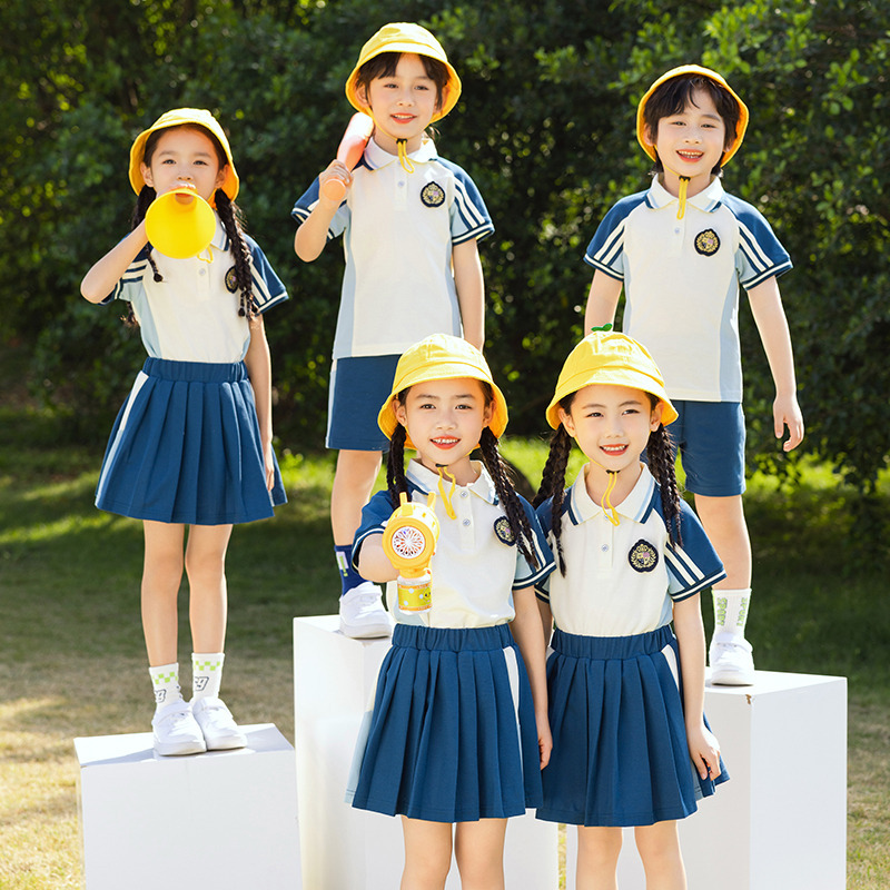 小學生校服夏季幼兒園園服夏裝學院風畢業班服六一兒童集體演出服