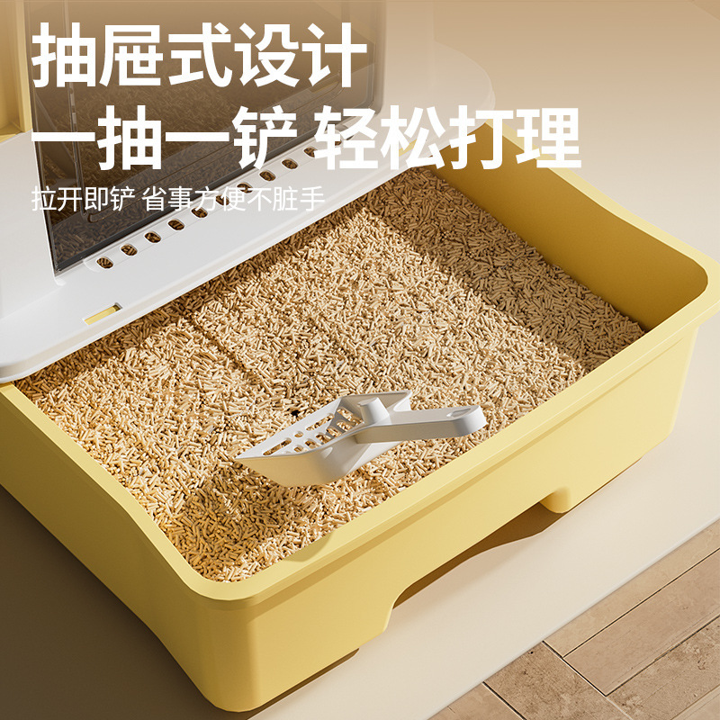 Nuevo cajón de arena para gatos de tamaño super grande completamente cerrado anti-salpicaduras de doble ranura desodorizante fábrica de heces de gato al por mayor