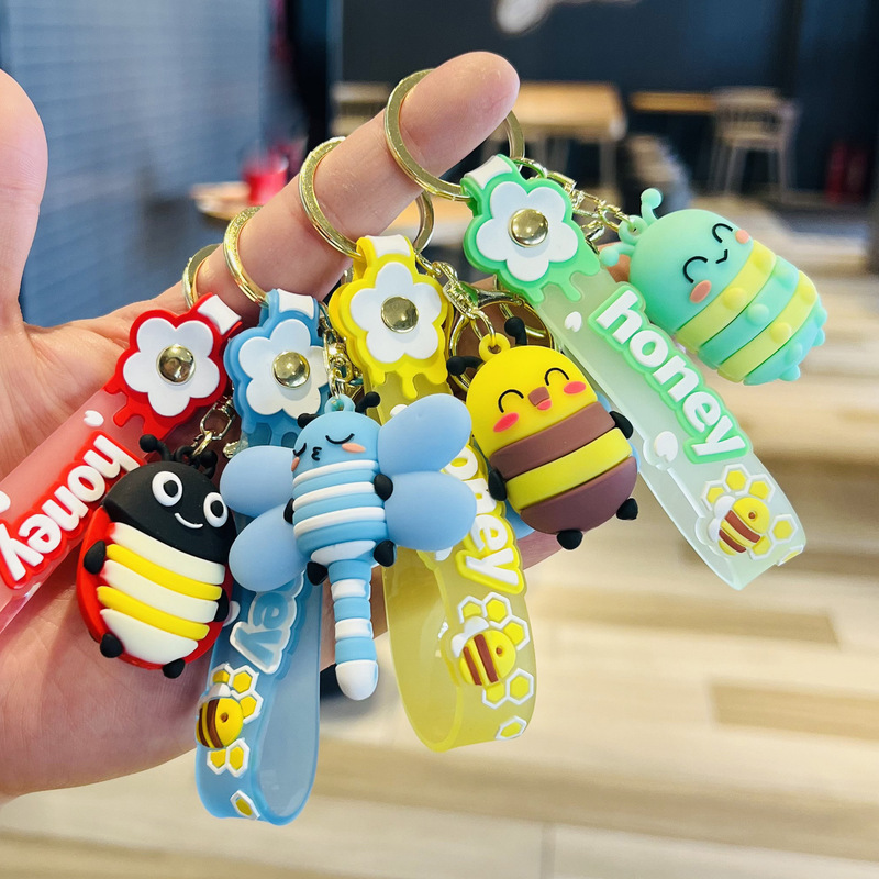 Cartoon Insect Keychain Stereo Doll Dragonfly Bee Schoolbag Pendant Children's Day Shopping Mall Activity Gift