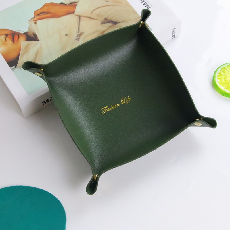 Caja de almacenamiento de cuero estilo nórdico pasillo de escritorio clave cosméticos joyería Cubo de almacenamiento de alta apariencia pu bandeja al por mayor