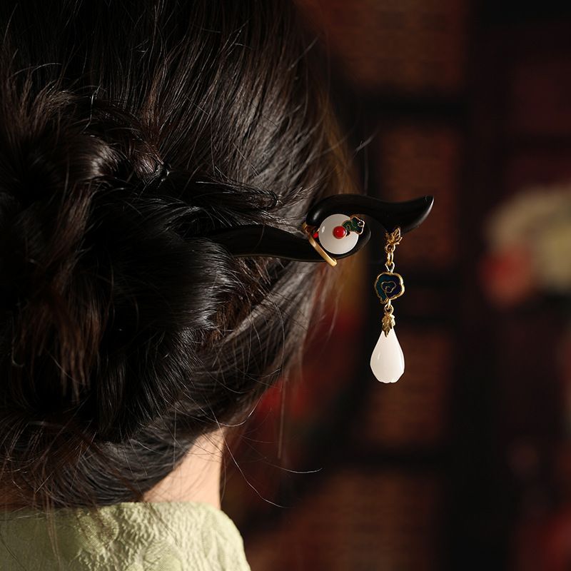 Antiguo estilo negro madera de madera de madera de cabello para mujeres Hanfu cabello de madera nuevo estilo chino cabello de estilo chino cabello de estilo chino regalos de Qixi