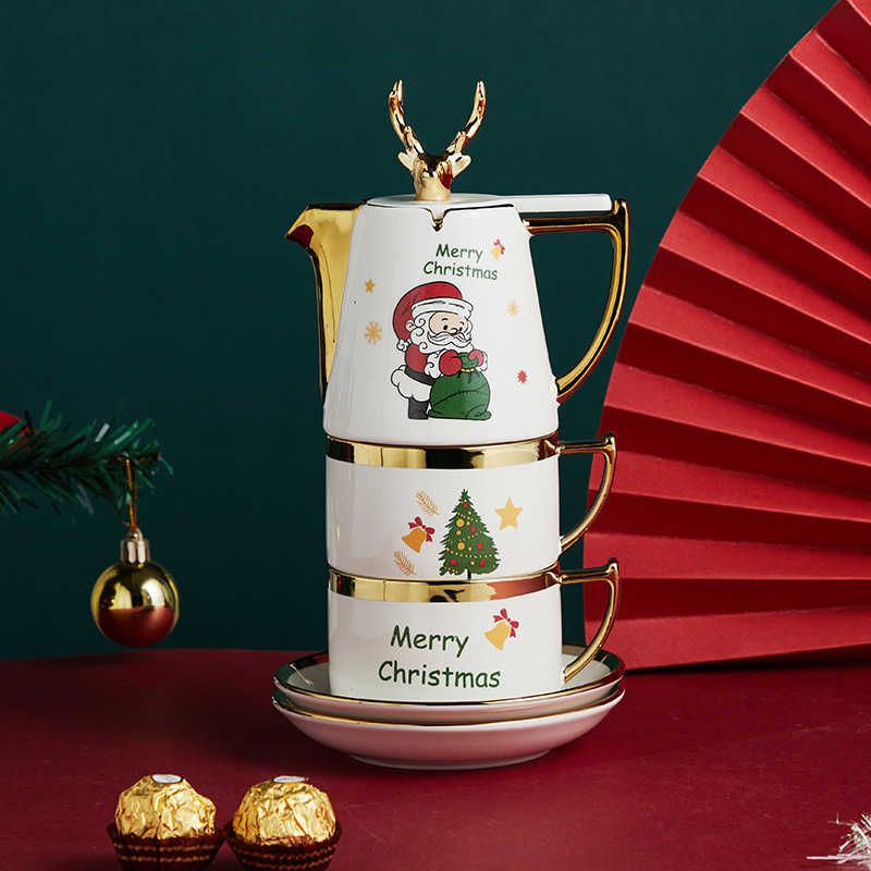 Taza de cerámica nórdica tetera diosa Festival regalo Navidad alces taza de té traje hogar regalo soporte logo