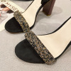 Rhinestone women's sandals thick heel bandage banquet women's shoes