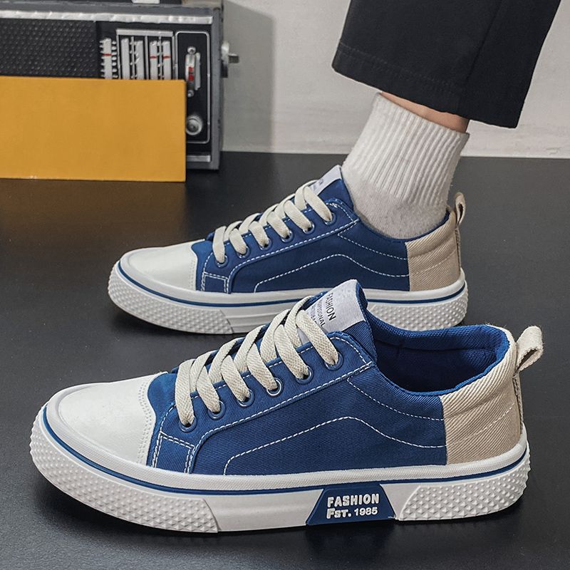 Plus Size Canvas Men's Shoes 2025 Spring Breathable Low-Cut Casual Flat Shoes Versatile Height-Increasing Youth Sports Shoes