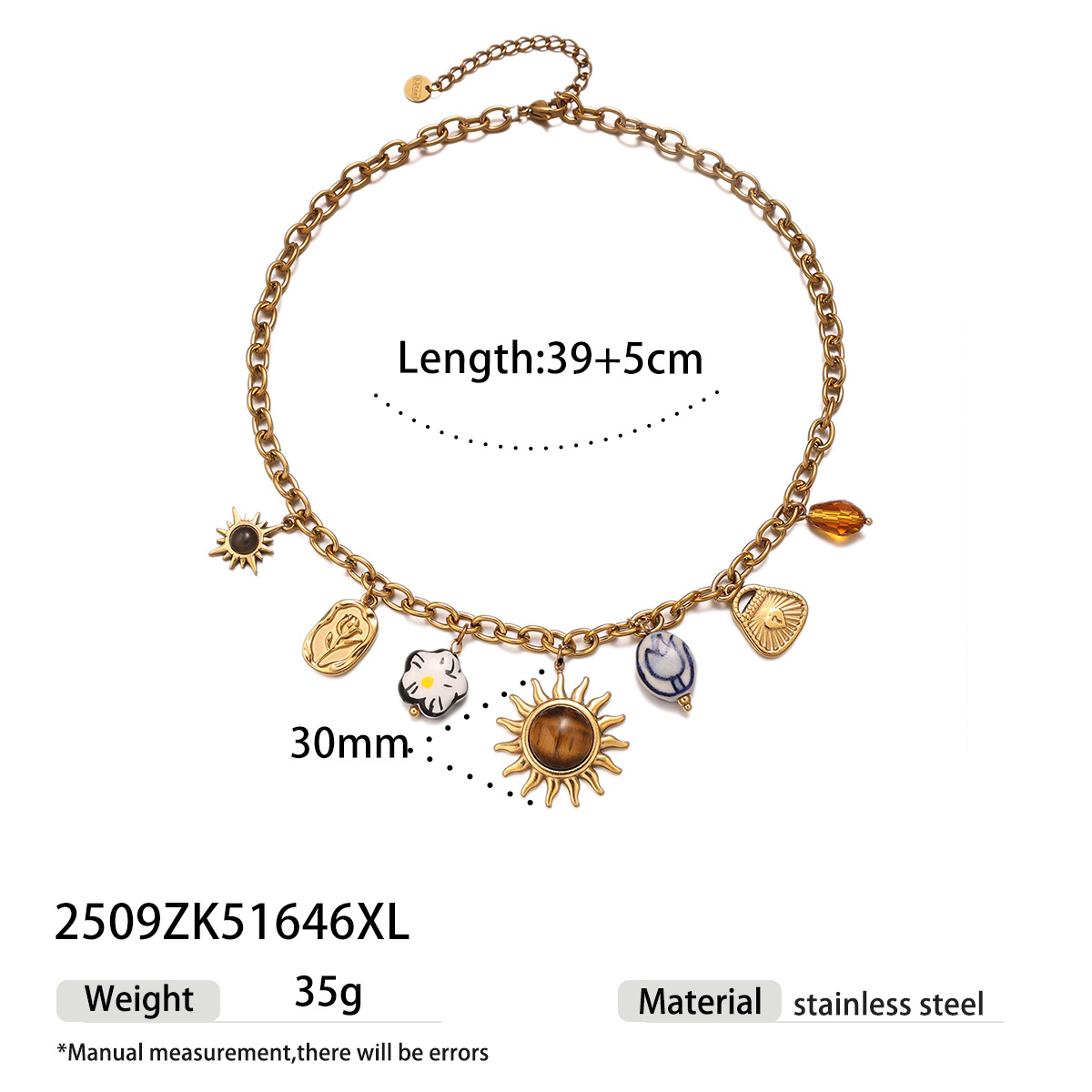 Collar de acero inoxidable de alta calidad acrílico solar de alta calidad para mujeres no se desvanecen joyas image 7