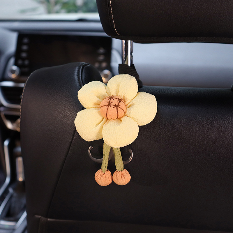 Doble gancho montado en automóviles, asiento de automóvil trasero, flores lindas, gancho de metal multifuncional, accesorios para automóviles, buenas cosas prácticas