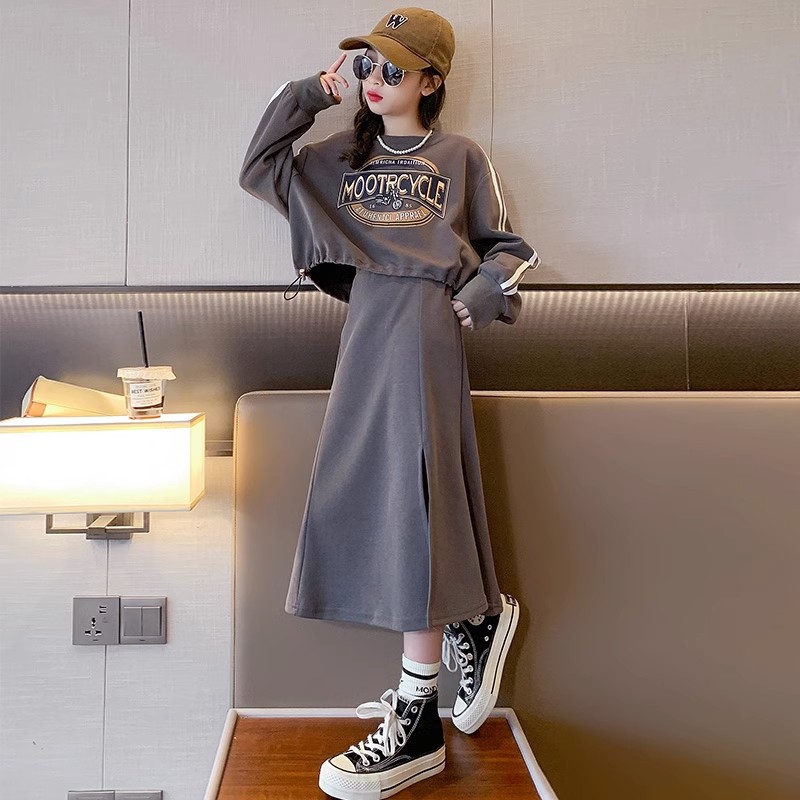 Meedercher Set 2023 New Style Large Wear Fashionable Western Hallef Rock Kanner Fréijoer an Hierscht Hoodie Trendy Kleeder_voghion.com