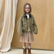 女童外套儿童牛仔衣长袖春秋装2025新款轻薄大童衣服工装翻领时尚