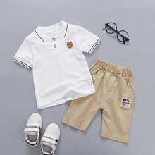 男宝宝夏装套装2025新款婴儿童装小男童夏季短袖POLO衫两件套批发