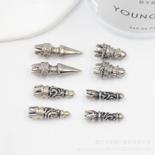 Manufacturer Customized Wholesale Retro Tower-Shaped Bullet Engraved Crow-Shaped Sling Buckle Hat Rope Decorative Metal Stopper