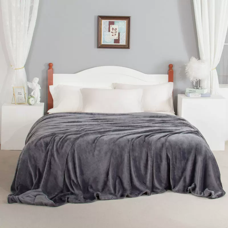 加厚珊瑚绒毛毯礼品毯纯素色1.8法莱绒毛毯批发2米床单超柔软